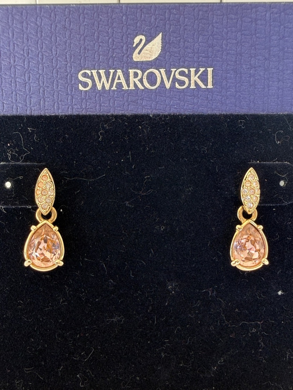 Swarovski Rose Gold Tear Drop Crystal Earrings with Pavé Accents